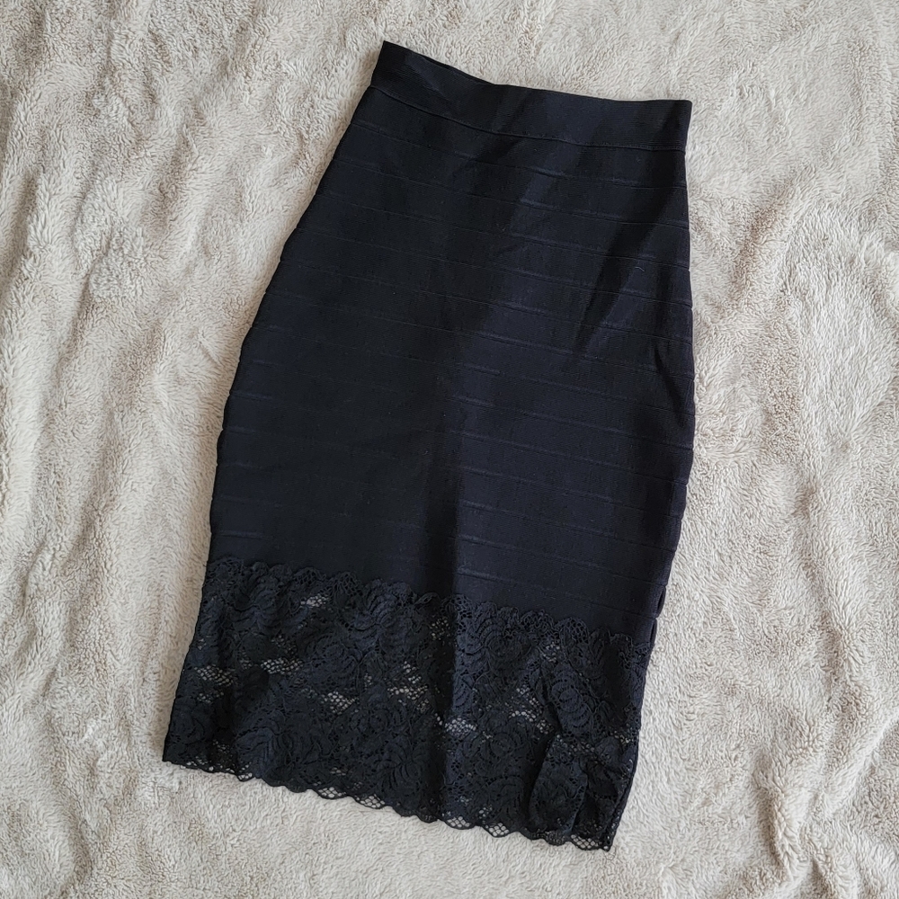 Bebe Black Lace Pencil Skirt